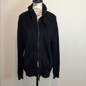 Mexx Vintage Black Ribbed Zip-Up Jacket